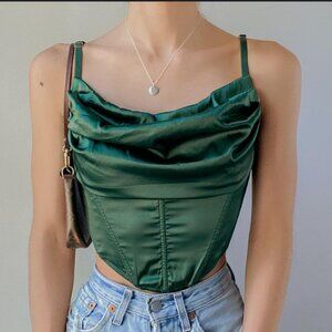 🎀Urban Outfitters Silk Corset Top | Green